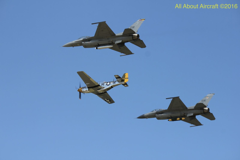 Two F-16s and a T-6 Texan