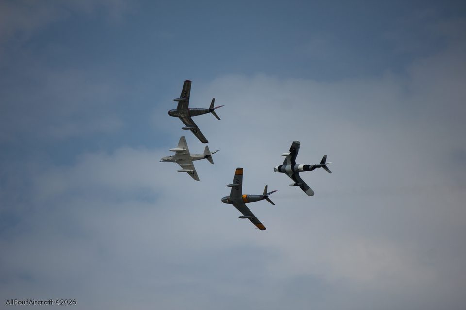 Two F-86 Sabres, a T-33 and an A-4 Skyhawk