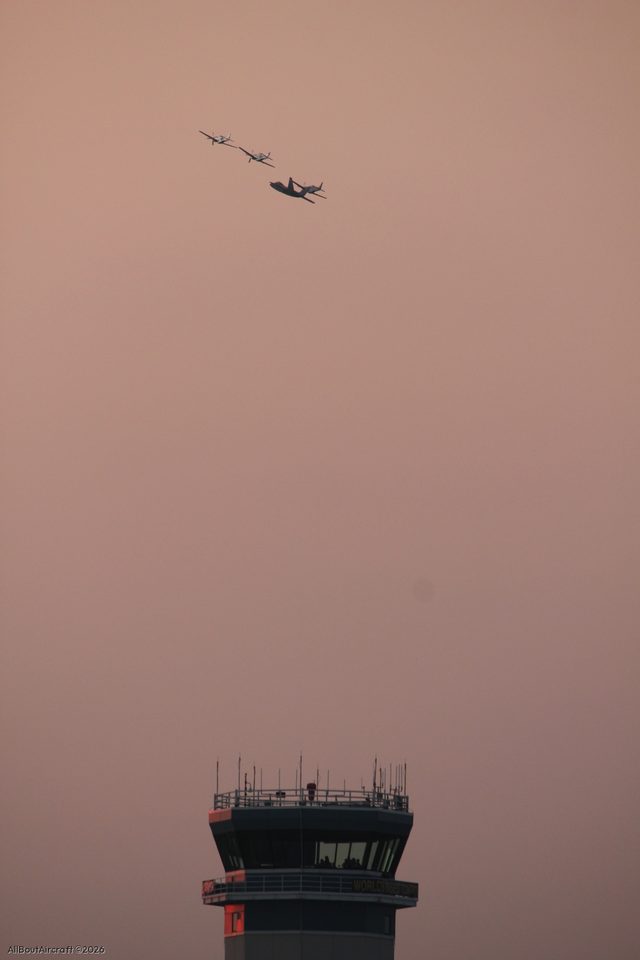 Heritage flight over the Wittman tower
